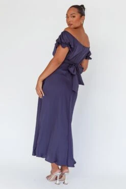 Linka Off-Shoulder Tie Back Midi Dress Navy -Bridal Dr. Denim Store 62235BK13NAVY 2