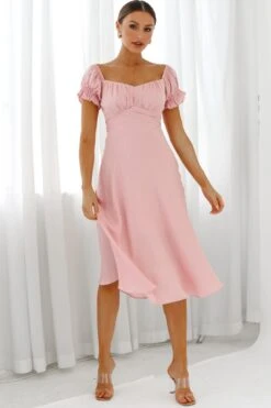 Linka Off-Shoulder Tie Back Midi Dress Blush -Bridal Dr. Denim Store 62235BK13 BLUSH 5