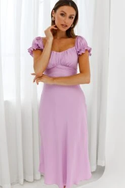 Linka Off-Shoulder Tie Back Midi Dress Lilac -Bridal Dr. Denim Store 62235BK13 LILAC 2