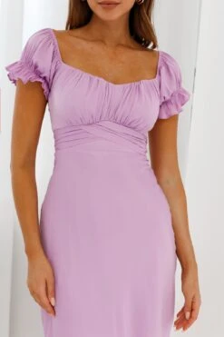 Linka Off-Shoulder Tie Back Midi Dress Lilac -Bridal Dr. Denim Store 62235BK13 LILAC 4