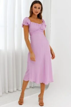 Linka Off-Shoulder Tie Back Midi Dress Lilac -Bridal Dr. Denim Store 62235BK13 LILAC 6