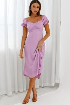 Linka Off-Shoulder Tie Back Midi Dress Lilac -Bridal Dr. Denim Store 62235BK13 LILAC 8