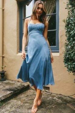 Linka Cami Strap Midi Dress Dusty Blue 14 Linka Cami Strap Midi Dress Dusty Blue -Bridal Dr. Denim Store 62235BK57 DUSTY BLUE 7