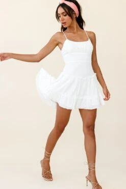 Stolen Moments Cami Strap Ruffle Dress White -Bridal Dr. Denim Store 62824D01 WHITE 3