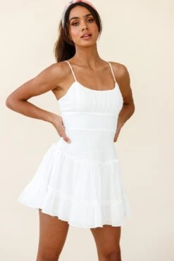 Stolen Moments Cami Strap Ruffle Dress White -Bridal Dr. Denim Store 62824D01 WHITE 4