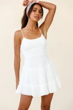 Stolen Moments Cami Strap Ruffle Dress White -Bridal Dr. Denim Store 62824D01 WHITE 6