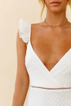 Kaley Layered Frill Hem Textured Dress White -Bridal Dr. Denim Store 62909B WHITE 4