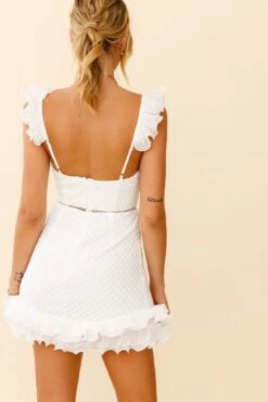 Kaley Layered Frill Hem Textured Dress White -Bridal Dr. Denim Store 62909B WHITE 5