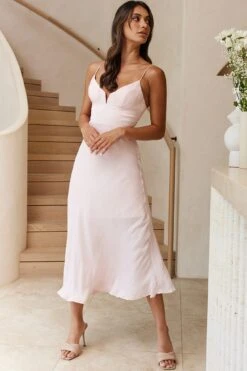 Lake Como Fitted Bodice Cami Strap Midi Dress Blush -Bridal Dr. Denim Store 62991B 20BLUSH 2