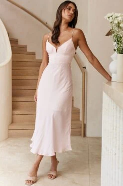 Lake Como Fitted Bodice Cami Strap Midi Dress Blush -Bridal Dr. Denim Store 62991B 20BLUSH 4