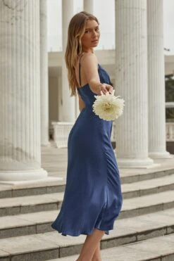 Lake Como Fitted Bodice Cami Strap Midi Dress Navy -Bridal Dr. Denim Store 62991B NAVY 5