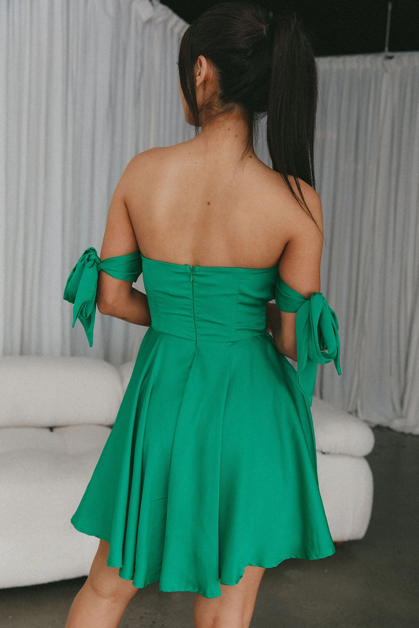 One Sweet Day Off Shoulder A-Line Dress Jade 2 One Sweet Day Off Shoulder A-Line Dress Jade - Image 2