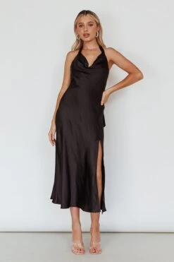 Champagne Showers Halterneck Slip Midi Dress Black -Bridal Dr. Denim Store 63258B06 20BLACK 2