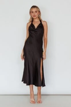 Champagne Showers Halterneck Slip Midi Dress Black -Bridal Dr. Denim Store 63258B06 20BLACK 5
