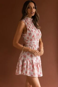 Mandalay High Neck Sleeveless Waistband Dress Vintage Floral Pink 13 Mandalay High Neck Sleeveless Waistband Dress Vintage Floral Pink -Bridal Dr. Denim Store 63281JE03 20PINK 6