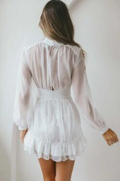 Mandalay High Neck Long Sleeve Waistband Dress White 15 Mandalay High Neck Long Sleeve Waistband Dress White -Bridal Dr. Denim Store 63281N01 20WHITE 8