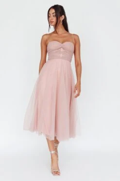 Smitten Lace Insert Tulle Midi Dress Blush -Bridal Dr. Denim Store 63309H03 20BLUSH 2