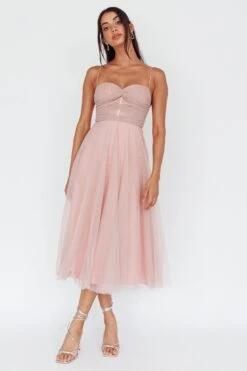 Smitten Lace Insert Tulle Midi Dress Blush -Bridal Dr. Denim Store 63309H03 20BLUSH 5