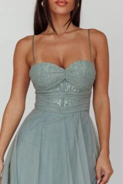 Smitten Lace Insert Tulle Midi Dress Sage -Bridal Dr. Denim Store 63309H03 20SAGE 4
