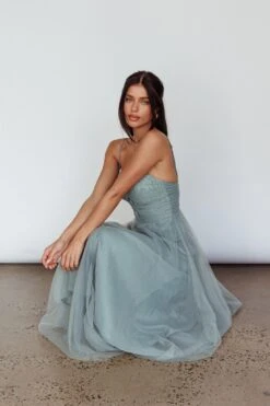 Smitten Lace Insert Tulle Midi Dress Sage -Bridal Dr. Denim Store 63309H03 20SAGE 6