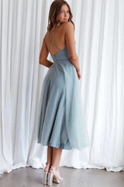 Smitten Sweetheart Neckline Chiffon Midi Dress Sage -Bridal Dr. Denim Store 63309J01SAGE 3