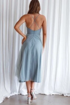 Smitten Sweetheart Neckline Chiffon Midi Dress Sage -Bridal Dr. Denim Store 63309J01SAGE 6