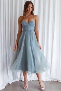 Smitten Sweetheart Neckline Chiffon Midi Dress Sage -Bridal Dr. Denim Store 63309J01SAGE 8