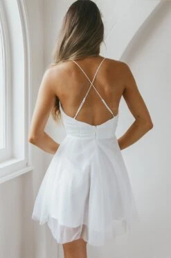 Smitten Sweetheart Neckline Chiffon Mini Party Dress White 22 Smitten Sweetheart Neckline Chiffon Mini Party Dress White -Bridal Dr. Denim Store 63309JWHITE 14