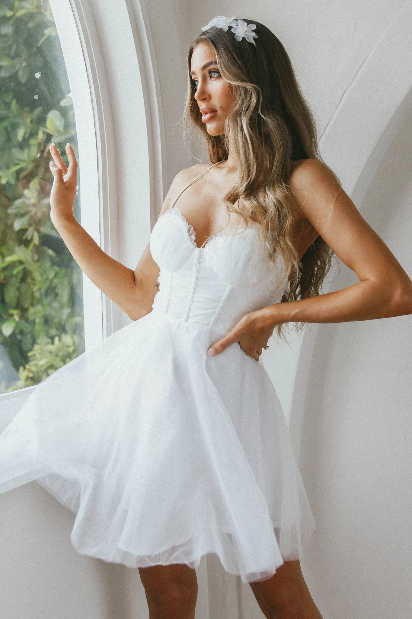 Smitten Sweetheart Neckline Chiffon Mini Party Dress White 7 Smitten Sweetheart Neckline Chiffon Mini Party Dress White - Image 7