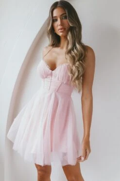 Smitten Sweetheart Neckline Chiffon Mini Party Dress Blush -Bridal Dr. Denim Store 63309J 20BLUSH 7