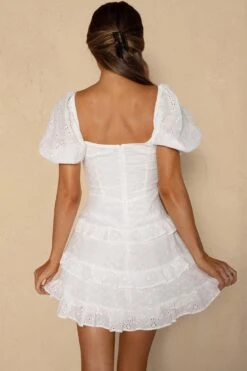 Beach Bliss Lace-Up Bust Eyelet Dress White -Bridal Dr. Denim Store 63384J01 20WHITE 7