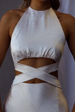 Social Butterfly Cut-Out Waist Midi Dress Oyster -Bridal Dr. Denim Store 63398J03 20OYSTER 4