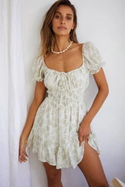 Amilie Shirred Waist Sundress Floral Mint -Bridal Dr. Denim Store 63405J02 20MINT 4