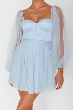 Fairytale Dream Sheer Sleeve Mini Dress Blue -Bridal Dr. Denim Store 63830B 20BLUE 4