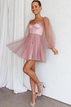 Fairytale Dream Sheer Sleeve Mini Dress Rose -Bridal Dr. Denim Store 63830B 20ROSE 2
