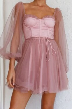 Fairytale Dream Sheer Sleeve Mini Dress Rose -Bridal Dr. Denim Store 63830B 20ROSE 4