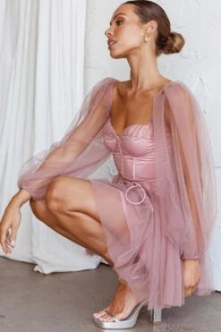 Fairytale Dream Sheer Sleeve Mini Dress Rose -Bridal Dr. Denim Store 63830B 20ROSE 5