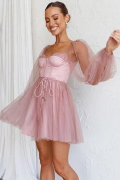 Fairytale Dream Sheer Sleeve Mini Dress Rose -Bridal Dr. Denim Store 63830B 20ROSE 7