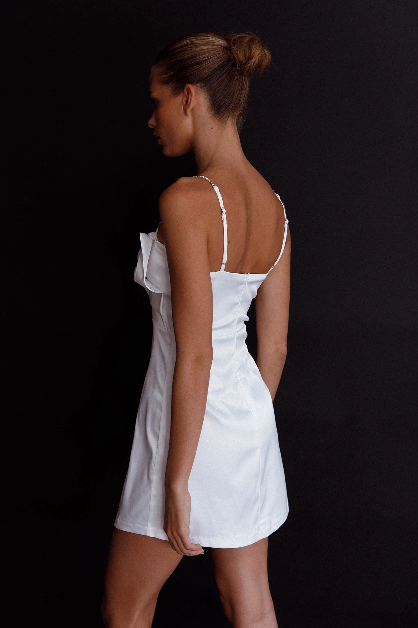 Lilly Bow Diamante Mini Dress White 2 Lilly Bow Diamante Mini Dress White - Image 2