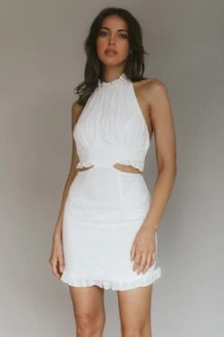 Giovana Halterneck Frill Mini Dress White -Bridal Dr. Denim Store 63916B 20WHITE 5