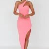 Shooting Stars One-Shoulder Midi Dress Pink