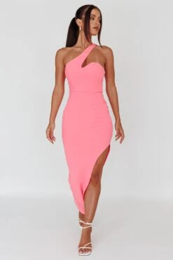 Shooting Stars One-Shoulder Midi Dress Pink -Bridal Dr. Denim Store 63964B01 20PINK 2