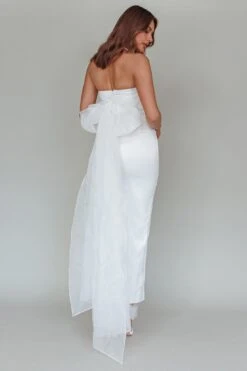 Always And Forever Bow Back Midi Dress White -Bridal Dr. Denim Store AH0087DWHITE 8