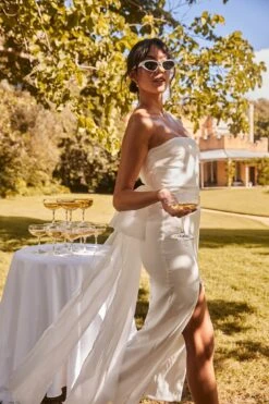 Always And Forever Bow Back Midi Dress White -Bridal Dr. Denim Store AH0087D 20WHITE 6