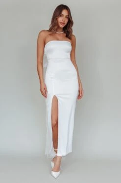 Always And Forever Bow Back Midi Dress White -Bridal Dr. Denim Store AH0087D 20WHITE 7