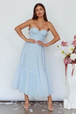 Dancing With Me Sweetheart Tulle Midi Dress Blue -Bridal Dr. Denim Store AH0108D 20BLUE 4