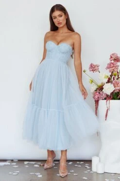 Dancing With Me Sweetheart Tulle Midi Dress Blue -Bridal Dr. Denim Store AH0108D 20BLUE 5