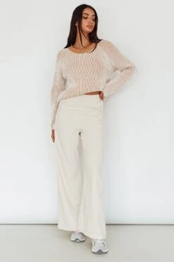 Lyris Button Detail Wide Leg Pants Natural -Bridal Dr. Denim Store AH0162D 20NATURAL 2