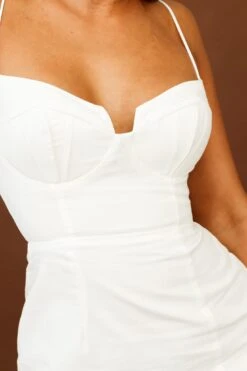 Devoted Structured Detail Bust Cami Strap Dress White -Bridal Dr. Denim Store CM1255J WHITE 4
