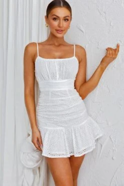 Paradis Cami Strap Ruched Bodice Mini Dress White -Bridal Dr. Denim Store CM1269BE03 20WHITE 4